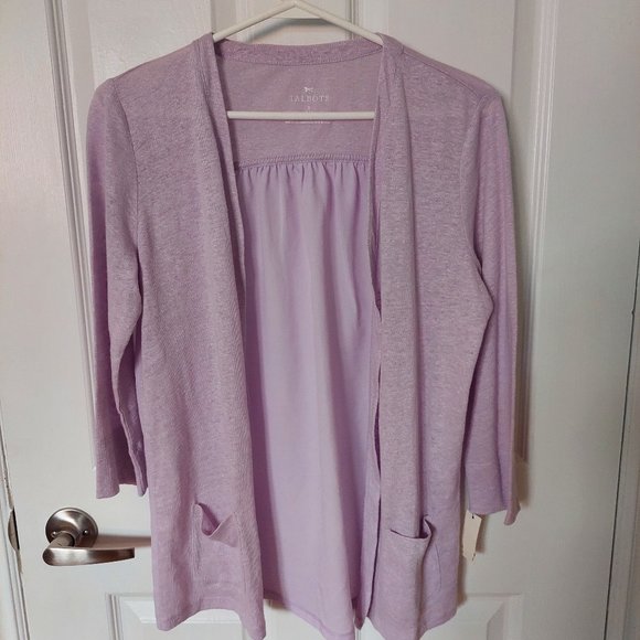 Talbots Linen Lavender Color Cardigan, Size S - Picture 1 of 5